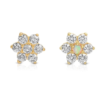 أقراط الأذن الغضروفية الشفافة من الأحجار الكريمة Gold Flower Ear Piercing Jewellery 18G