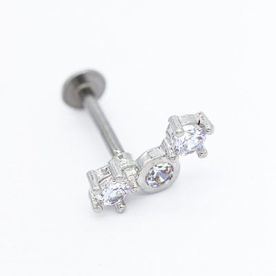 8mm اللون الفضي Labret ثقب المجوهرات ترصيع 316 الفولاذ المقاوم للصدأ
