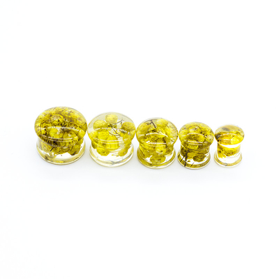 13mm الأصفر زهرة الأذن التوصيل الأنفاق الاكريليك مجوهرات الأذن المقاس