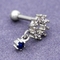 316 الفولاذ المقاوم للصدأ ثقب الأذن مجوهرات الزركون الأحجار الكريمة زهرة تصميم OEM ODM