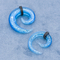 سدادات الأذن المصنوعة من مادة الأكريليك ، الأنفاق اللولبية باللون الأزرق اللامع مع الأطواق الجلدية